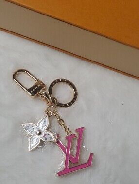 LV Pink LV Monogram Key & Flower Charm with Gold Hardware No Box Or Dust Include